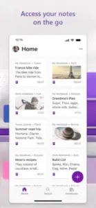 microsoft onenote home screen notebooks