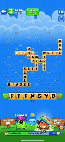 word chums game board word strength indicator